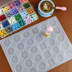 30-cavity geometric silicone mold for wax seal beads and DIY chocolate baking