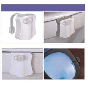 Smart motion activated 16 color LED toilet night light with flexible arm for easy install
