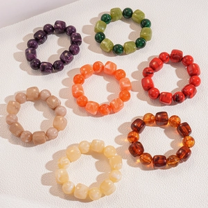 Colorful acrylic bead bracelets with marble texture in square and round shapes
