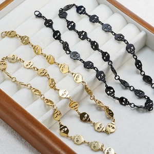 Bracelet tête de mort fait main en acier inoxydable, finitions doré et noir mat