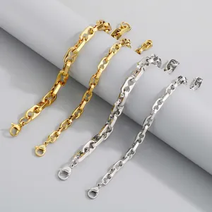 Stainless Steel Coffee Bean Pig Nose Link Chain Bracelet For Men Women Electroplated Hip Hop Jewelry Accessory Gift