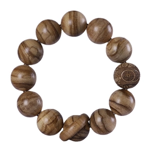 Bracelet ethnique en bois de santal avec perles de 20mm et grain naturel