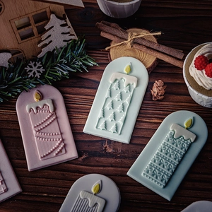 Christmas candle silicone molds with festive tree and bow patterns for DIY baking