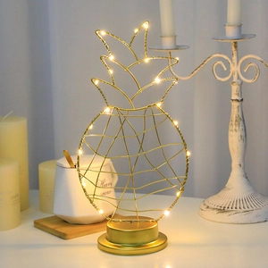 Pineapple shaped gold wire LED night light with warm glow for home festive decoration