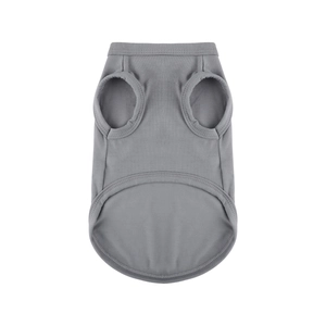 Detailed view of the gray pet vest showing soft knit cotton texture and clean stitching