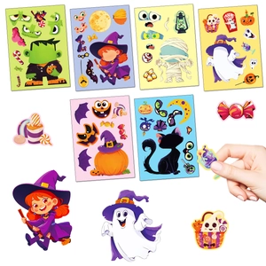 6-sheet Halloween DIY mix and match sticker set with ghosts and pumpkins for kids