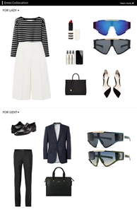 Fashion guide showing oversized sunglasses styled for both modern lady and gentleman outfits
