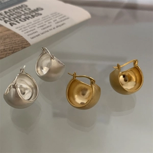 S925 sterling silver matte ball stud earrings in brushed gold and silver finishes