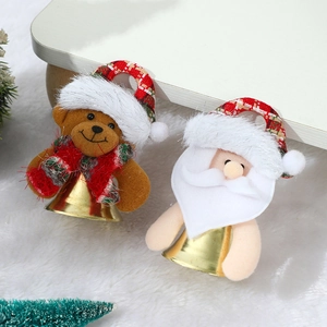 Christmas plush bell pendants featuring Santa Claus and brown bear ornaments