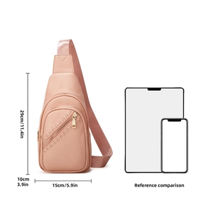 Pink lychee texture crossbody bag dimensions 29x15x10cm shown with reference size guides