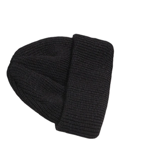 Classic black knitted beanie with retro cuff design for winter warmth and outdoor style
