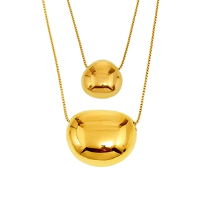 Double layered 18K gold plated stainless steel necklace with irregular water drop pendants