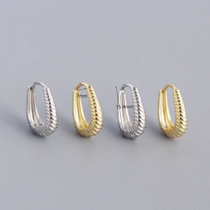S925 sterling silver twisted huggie earrings in gold and silver finish with size details