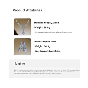 Detailed size and material specs for the wheat tassel zircon jewelry set with measurements