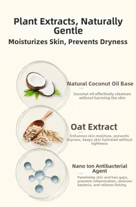 Detail showing natural coconut oil and oat extract ingredients for pet paw cleaning foam