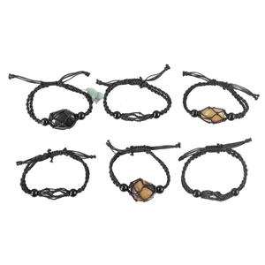 Braccialetti regolabili in rete intrecciata con varie pietre di cristallo naturale
