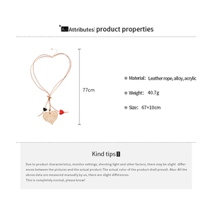 Detail specifications of heart pendant necklace with dimensions and materials listed