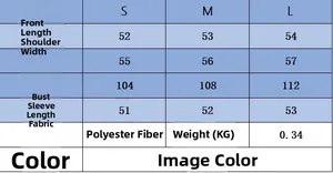 Detailed size chart for loose knitted cardigan showing length, chest, and sleeve measurements