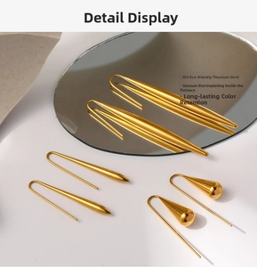 Detail of 18K gold plated 304 stainless steel earrings with vacuum plating finish
