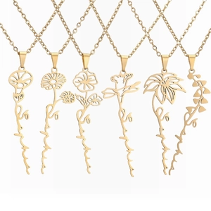 Collana con Fiore di Nascita in Acciaio Inossidabile per Donna Minimalista Personalizzata Ciondolo Floreale Moda Pendolare Gioielli Quotidiani Regalo