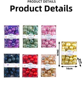 Detail of multi-textured Christmas ball set in 24x16x8cm box with assorted colors
