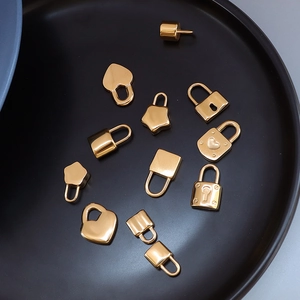 Collection of retro 18K gold plated stainless steel lock pendants in various shapes