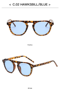 Close-up of retro hawksbill sunglasses with light blue lenses and dual-beam structure