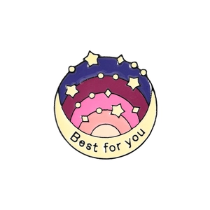 Detail of colorful star and rainbow enamel brooch with Best for you lettering