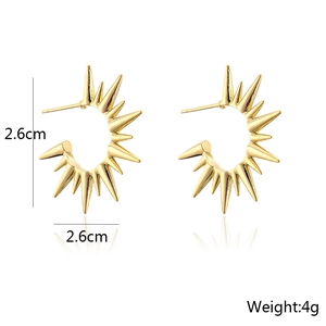 18K gold plated spike hoop earrings for women, 2.6cm size and 4g weight display