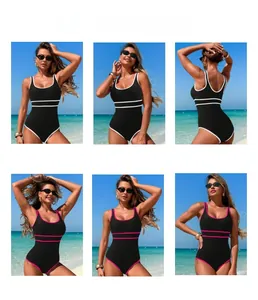 Maillot de bain de course pour femmes avec liseré contrasté et coupe affinante