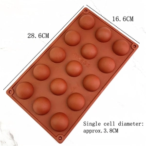 Brown 15-cavity silicone semi-sphere mold for chocolate and pudding cakes (28.6x16.6cm)