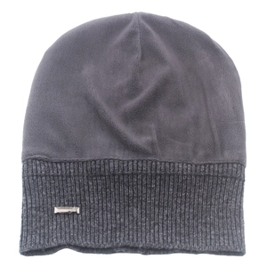 Bonnet d'hiver en tricot de laine gris foncé pour homme avec doublure polaire double couche