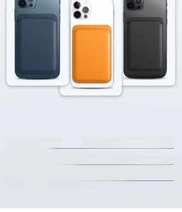 Detailed view of colorful magnetic leather MagSafe wallets compatible with iPhone 12 series