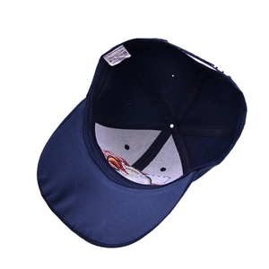 Navy blue cotton USA baseball cap interior with breathable holes and eagle embroidery