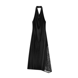 Robe Midi En Velours À Dos Nu Pour Femmes Col Bénitier Épissage En Dentelle Sans Manches Élégante Bodycon
