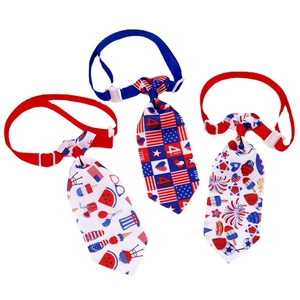 Three-piece US Independence Day dog neckties in red, white, and blue patterns