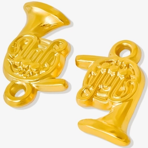 Minimalist 304 stainless steel irregular horn pendant charms with polished gold finish