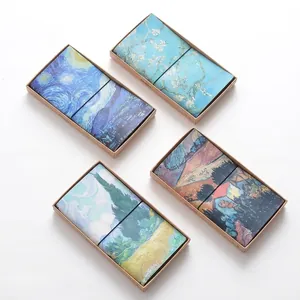 Van Gogh oil painting notebook set with four journals and kraft paper gift box
