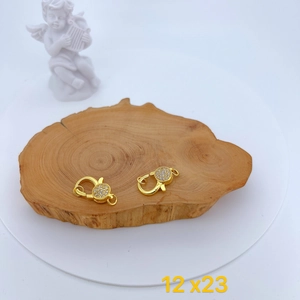 Gold-plated heart lobster clasp with micro-pave cubic zirconia jewelry connector