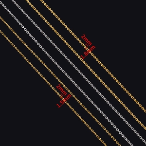 18k gold and silver stainless steel sunflower chains in 1.5mm, 1.8mm, and 2.0mm widths