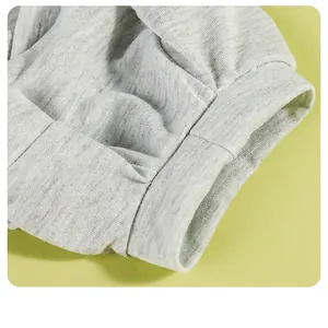 Elastic knit cotton puppy sweatshirt in heather grey with comfortable neck detailing