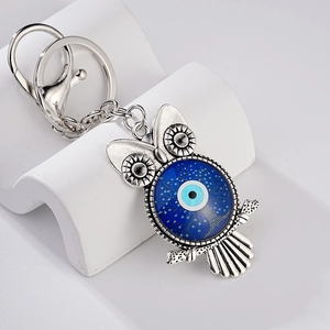 Vintage Metal Owl Evil Eye Keychain Alloy Nazar Tree Of Life Pendant Backpack Charm Hanging Accessory For Women Men
