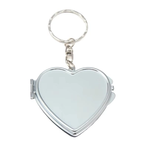 Llavero de espejo de acero inoxidable en forma de corazón pulido con aro metálico