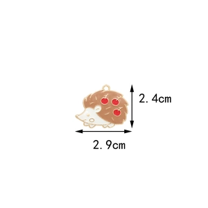 Detail showing cartoon hedgehog charm dimensions of 2.9cm width and 2.4cm height