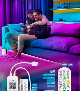 Smart RGB LED strip controller and remote set with music sync mode and timing function