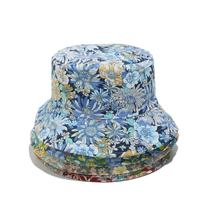 Breathable floral print cotton bucket hats for summer sun protection and beach travel
