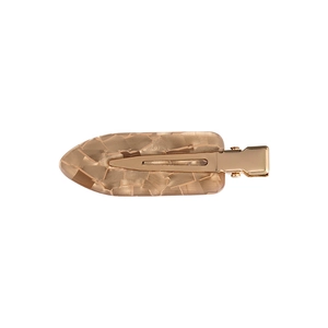 Minimalist amber brown marble pattern seamless hair clip with golden metal hardware