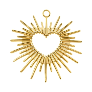 Golden hollow heart sunburst pendant in 304 stainless steel for DIY jewelry making