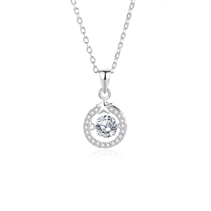 Elegant S925 silver pentagram necklace with Moissanite stone on a white background