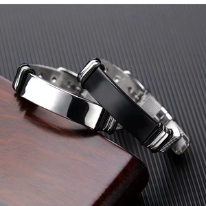 Sleek stainless steel mesh bracelets in black and silver finishes for couples